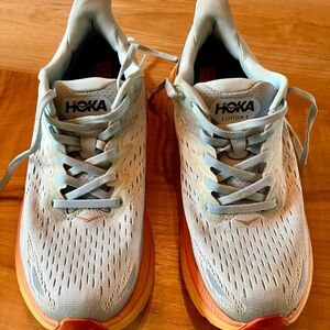 Hoka Clifton 8 Running Shoes - Blue / Orange - size US 9 D wide